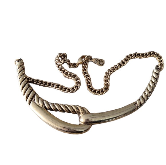 Vintage YOCHI NY Gold Chucky Modernist Statement Choker Necklace - Picture 3 of 5